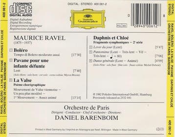 Maurice Ravel – Orchestre de Paris · Daniel Barenboim -, Ophalen of Verzenden, Zo goed als nieuw