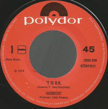 vinyl single 7 inch - Harmony - t Is O.K., Verzenden, Zo goed als nieuw, 7 inch, Pop