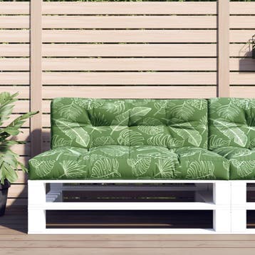 vidaXL Palletkussens 2 st stof bladpatroon, Verzenden, Nieuw, Groen