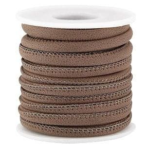 1 rol met 5 meter gestikt imitatieleerkoord 5x4mm Natural..., Ophalen of Verzenden, Nieuw, Draad