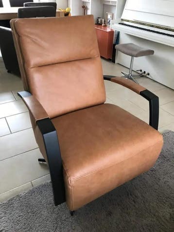 Draaifauteuil met hoge rug en stervoet - bruin leer, Ophalen of Verzenden, Nieuw, Leer