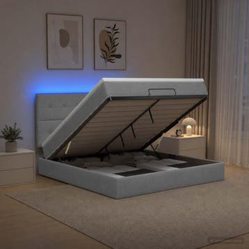 vidaXL Ottoman Bed met Matrassen en LED Lichtgrijs 140 x 200, Verzenden, Nieuw