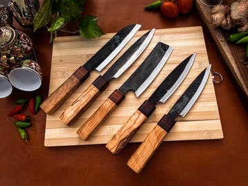 other - Keukenmes - Kitchen knife set - 708 - Staal, Hout,