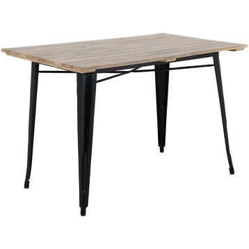 Tafel | BISTRO | Hout/Staal | Mangohout Blad | Zwart Frame |, Verzenden, Nieuw in verpakking