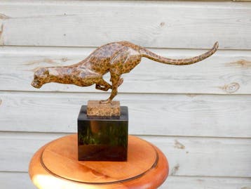 sculptuur, Grote bronzen Art Deco Jaguar - Milo - 20 cm -