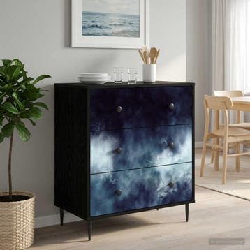 vidaXL Ladekast RAALTE Blauwe marmerprint 66 x 36,5 x 76 cm, Verzenden, Nieuw