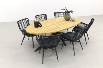 Jasmine black/Taste Prado Ellips 240x115 cm. tuinset -, Verzenden, Nieuw, Hout, Tuinset