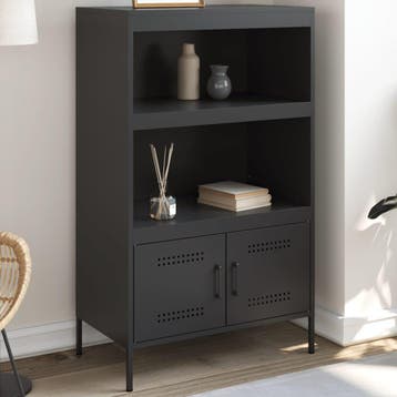 vidaXL buffetkast 68x39x113 cm staal zwart, Minder dan 50 cm, Verzenden, 100 tot 150 cm, Nieuw