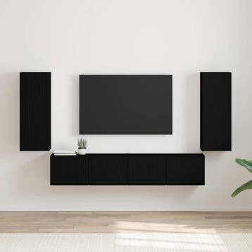 vidaXL TV Wandkast 2 st Zwart Bewerkt hout, Minder dan 50 cm, Verzenden, Nieuw, Minder dan 100 cm