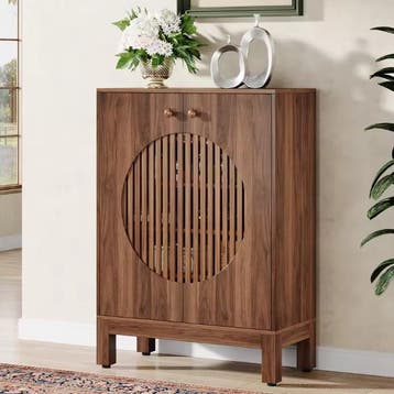 Landelijk sideboard met lameldeuren en 5-laags opbergruimte, Huis en Inrichting, Kasten | Buffetkasten, Verzenden, Nieuw