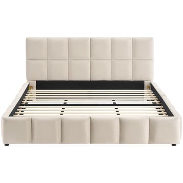Stoffen bed Shirley met lattenbodem, draagkracht 250 kg, Witgoed en Apparatuur, Overige Witgoed en Apparatuur, Verzenden, Nieuw