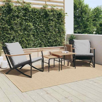 vidaXL 4-delige Balkonset met kussens staal zwart, Verzenden, Nieuw, Rvs