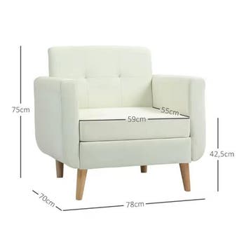 Moderne Crème Lounge Fauteuil met Armleuningen &amp; Comfort, Huis en Inrichting, Stoelen, Verzenden, Nieuw