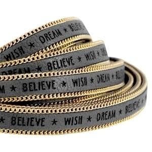 20 cm Quote imi leer 10mm met schakelketting goud - Wish..., Ophalen of Verzenden, Nieuw, Draad
