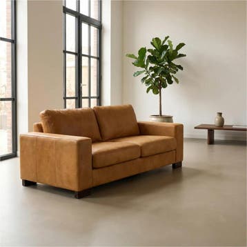 Leren bank Enjoy - 2,5 zits - Kenia Cognac (cognac) - Poten, Huis en Inrichting, Nieuw, Ophalen of Verzenden, Modern, 200 tot 250 cm