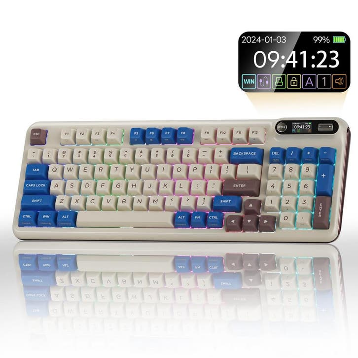 KZZI Z98 - Toetsenbord - Latte - Rainbow Switch, Computers en Software, Toetsenborden, Gaming toetsenbord, Draadloos, Qwerty, Nieuw