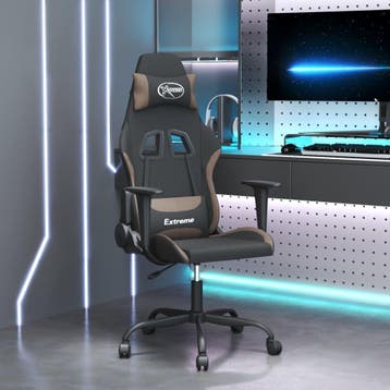 vidaXL Massage gamestoel stof zwart en taupe, Verzenden, Nieuw