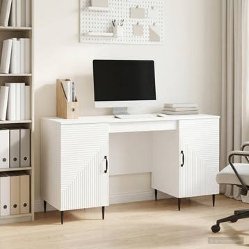 vidaXL Bureau Hoogglans Wit 142,5 x 50 x 75 cm Bewerkt hout, Huis en Inrichting, Verzenden, Nieuw