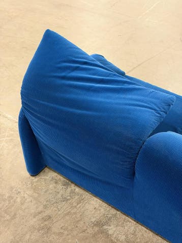Cassina Maralunga 2-zits Bank | Blauw | Vintage, 150 tot 200 cm, Stof, Tweepersoons, 75 tot 100 cm