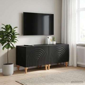 vidaXL Tv-meubel Zwart Bewerkt hout, Minder dan 50 cm, Verzenden, Nieuw, Minder dan 100 cm
