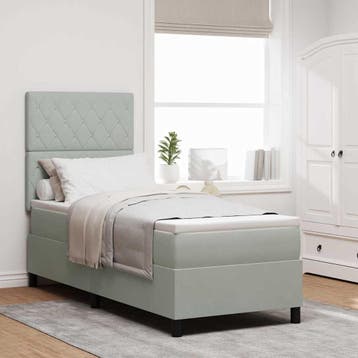vidaXL Boxspringbed met matras Lichtgrijs 80 x 200 cm, Verzenden, Nieuw, Stof