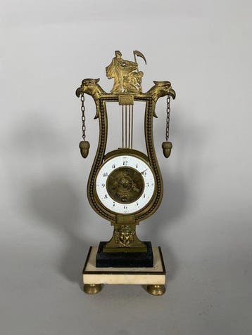 Lierklok - Marmer, Brons - 1750-1800, Antiek en Kunst, Antiek | Klokken