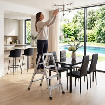Dubbelzijdige aluminium trapladder, opklapbaar, antislip, Verzenden, Nieuw
