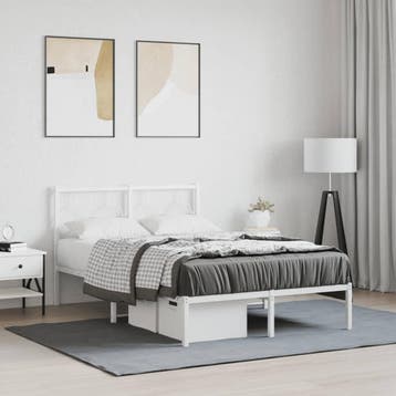 vidaXL Bedframe met hoofdbord metaal wit 120x200 cm, Verzenden, Wit, Nieuw, Twijfelaar