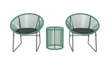 3-delige Balkonset – Lounge Stoelen en Glazen Tafel Groen, Verzenden, Nieuw