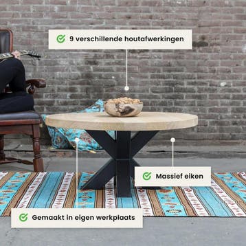Houten salontafel - 4cm dik eiken - Rond, Verzenden, Nieuw