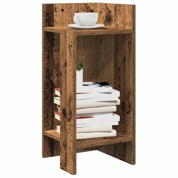 vidaXL Bijzettafels 2 st met plank 25,5x27x60 cm oud, Verzenden, Nieuw, 45 tot 60 cm
