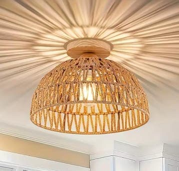 Handgemaakte Rieten Plafondlamp – Natuurlijke Lampenkap, Verzenden, Nieuw
