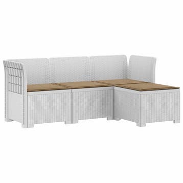 vidaXL 4-Persoons Tuinbank met Kussens Rieten Look PP Wit, Verzenden, Nieuw