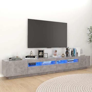 vidaXL Tv-meubel met LED-verlichting 260x35x40 cm betongrijs, Verzenden, Nieuw, 50 tot 100 cm, Minder dan 100 cm