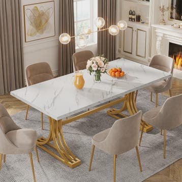 Moderne Marmerlook Eettafel voor 4-6 Personen - Stijlvol Wit, Huis en Inrichting, Verzenden, Nieuw