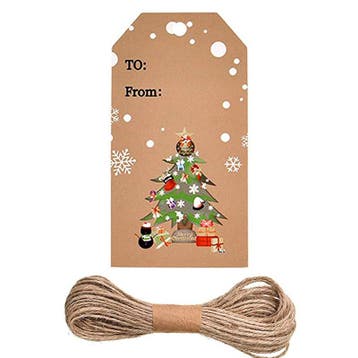 100 x Stevige bruine kartonnen labels kerst - Afm. 5x3cm..., Ophalen of Verzenden, Nieuw