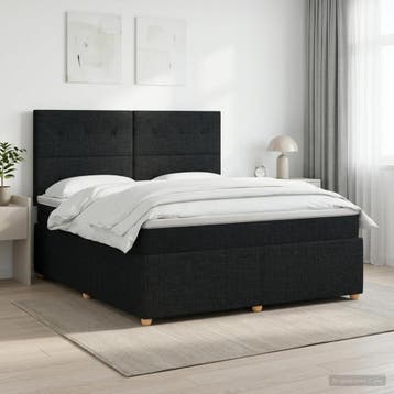 vidaXL Boxspringbed met matras met hoofdeinde Zwart 140 x, Verzenden, Nieuw, Tweepersoons, Zwart