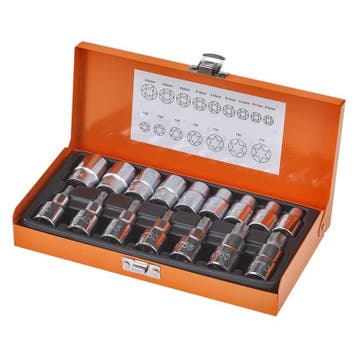 Torx uitwendig en inwendig doppenset 16 delig  met 1/2, Ophalen of Verzenden, Nieuw