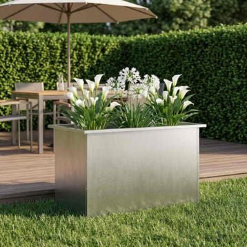 vidaXL Plantenbak met led zilver 50 x 80 x 48 cm Roestvrij, Verzenden, Nieuw, Metaal, 60 tot 100 cm