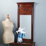 Smalle biedermeier mahoniehouten schouwspiegel ca 1820 met z, Ophalen of Verzenden