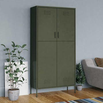 vidaXL Kledingkast 90x50x180 cm staal olijfgroen, Verzenden, Nieuw