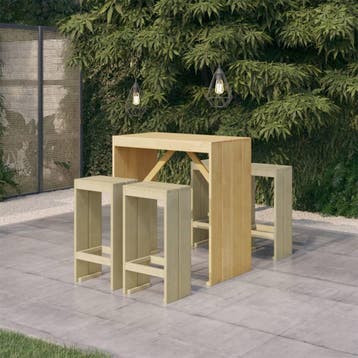 vidaXL 5-delige Tuinbarset geïmpregneerd grenenhout, Verzenden, Nieuw, 4 zitplaatsen