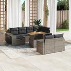vidaXL 11-delige Loungeset met kussens poly rattan grijs, Verzenden, Nieuw, Rotan, Loungeset