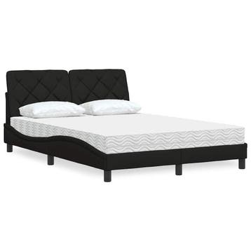 vidaXL Bed met matras stof zwart 120x200 cm, Verzenden, Zwart, Nieuw, Twijfelaar