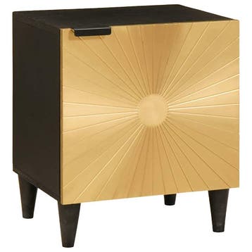 vidaXL Nachtkastje Zwart en Goud 40 x 33 x 46 cm Bewerkt, Huis en Inrichting, Minder dan 45 cm, Verzenden, Nieuw, Minder dan 55 cm