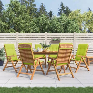 vidaXL Verstelbare klapstoelen met kussens, 6 stuks, massief, Verzenden, Nieuw, Hout