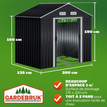 Tuinhuis XL Antraciet Metaal 190x135x200cm Fundament, Verzenden, Nieuw