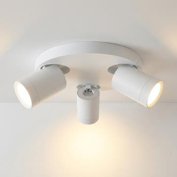 Opbouwspot Wit 3x GU10 Rond – Kantelbare Plafondspot IP44, Ophalen of Verzenden, Nieuw, Plafondspot of Wandspot