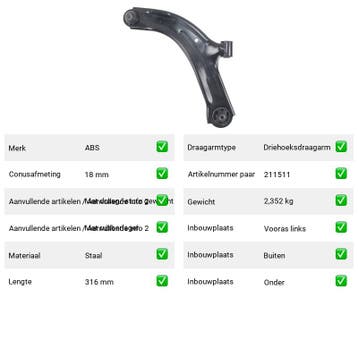 Draagarm Nissan Tiida 1.6 (C11) Van 2007-09 tot 2011-12 - Au, Verzenden, Nieuw, Nissan