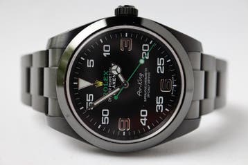 Horloge Rolex Airking Custom Black Blaken goede conditie, Staal, Polshorloge, Ophalen of Verzenden, Zo goed als nieuw